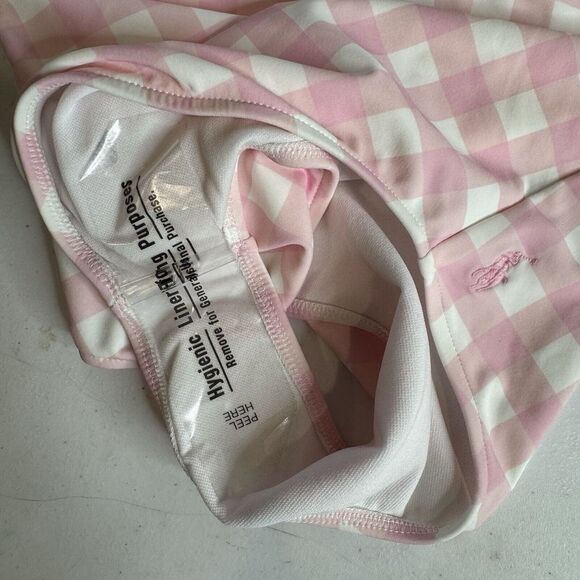 $65 Polo RALPH LAUREN Girls 12 PINK Plaid One Piece SWIMSUIT Ruffle Straps NWOT - Picture 4 of 5